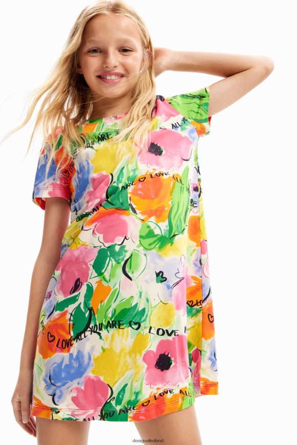 Desigual Girl Cut-out floral T-shirt dress Clothing PFVZ0B1867