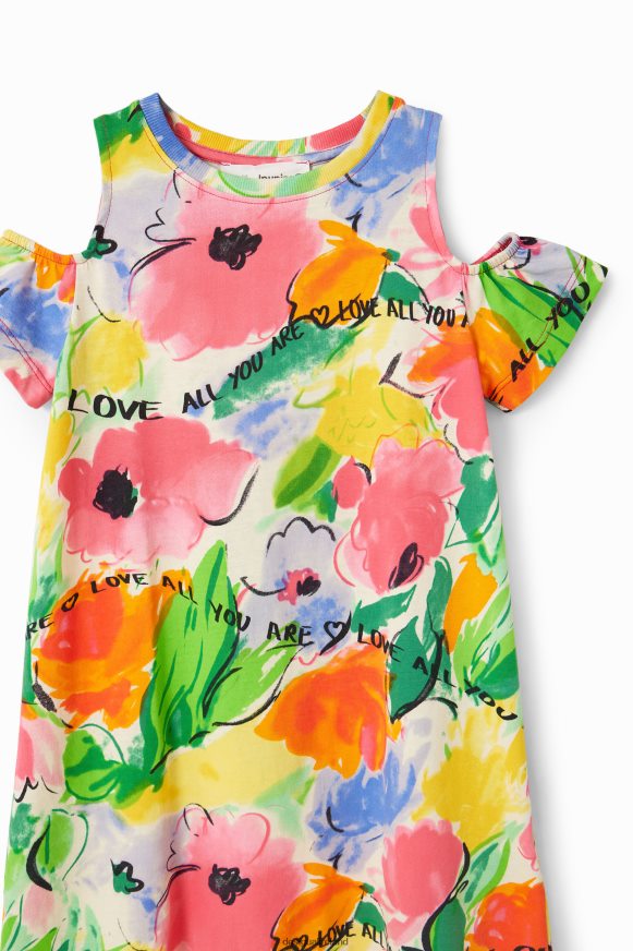 Desigual Girl Cut-out floral T-shirt dress Clothing PFVZ0B1867