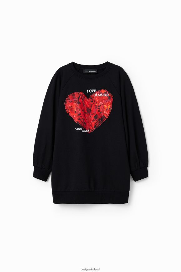 Desigual Girl Heart sweatshirt dress Clothing PFVZ0B1851