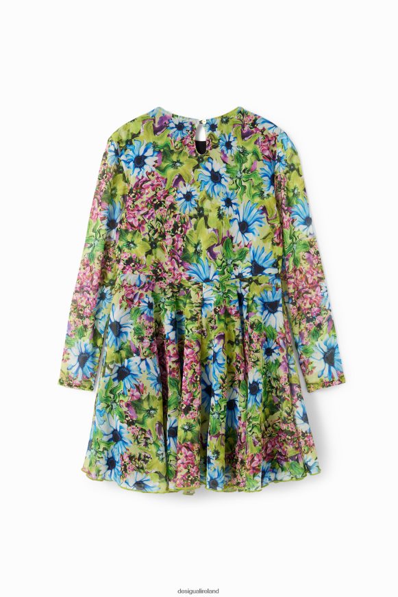 Desigual Girl Long-sleeve tulle floral dress Clothing PFVZ0B1799
