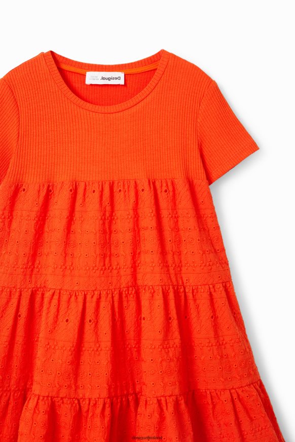 Desigual Girl Swiss embroidery combination dress Clothing PFVZ0B1156