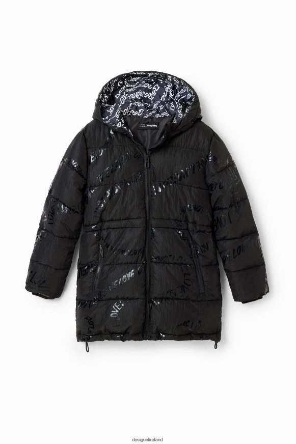 Desigual Girl Long padded coat with text Clothing PFVZ0B1764