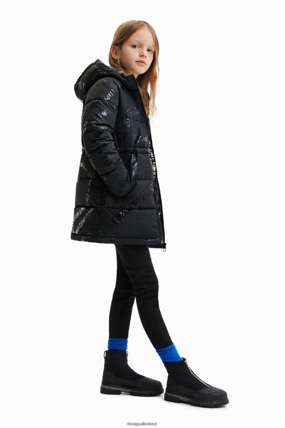 Desigual Girl Long padded coat with text Clothing PFVZ0B1764