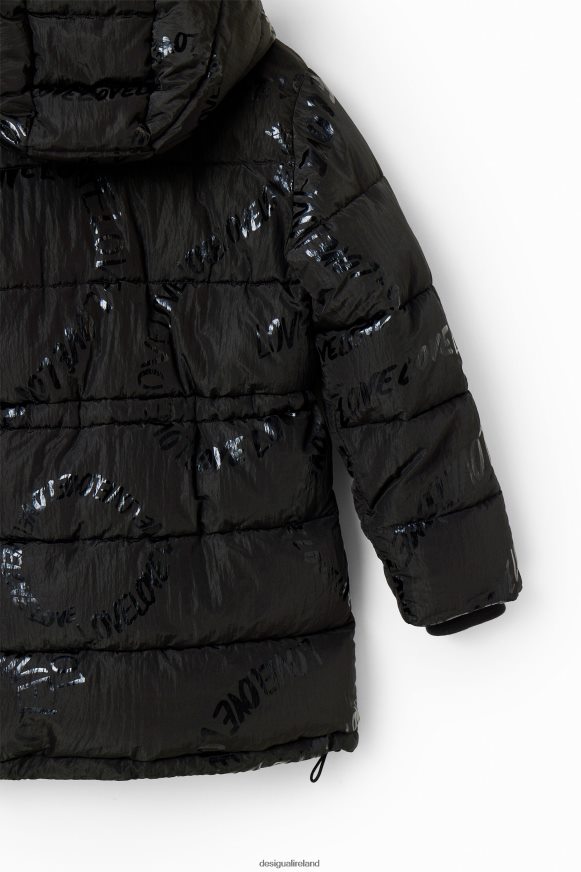 Desigual Girl Long padded coat with text Clothing PFVZ0B1764