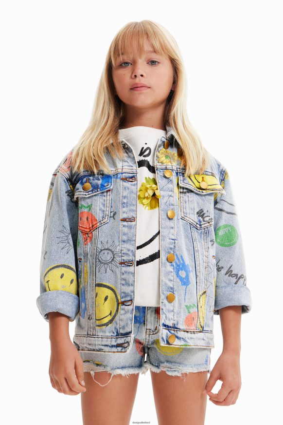Desigual Girl Smiley denim jacket Clothing PFVZ0B1165