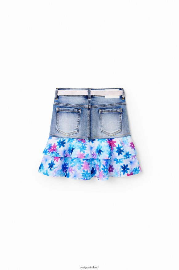Desigual Girl Floral ruffle denim mini skirt Clothing PFVZ0B1788