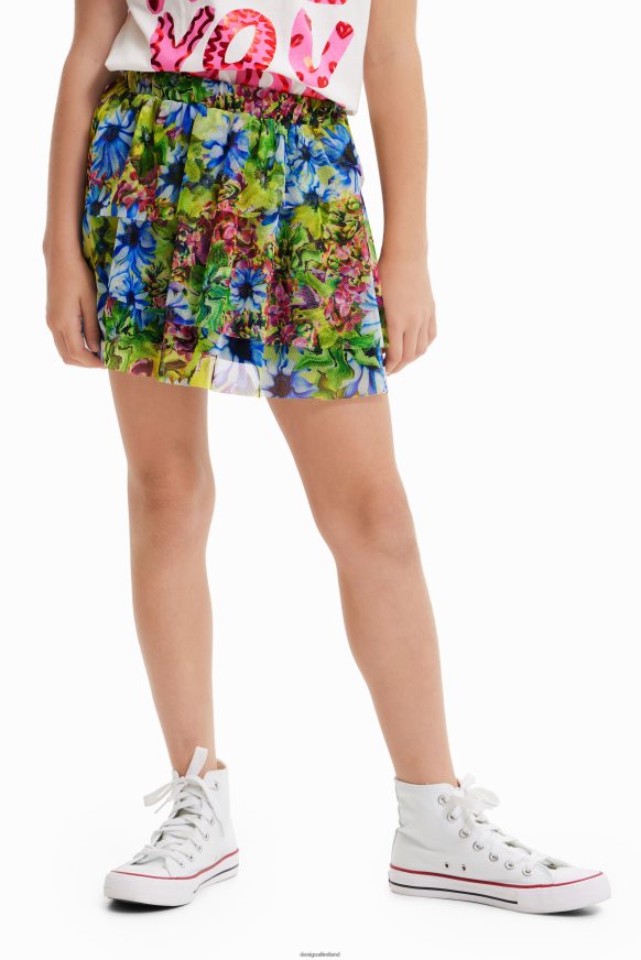 Desigual Girl Floral ruffled tulle mini skirt Clothing PFVZ0B1139