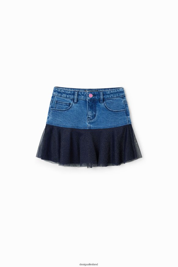 Desigual Girl Glossy ruffle denim mini skirt Clothing PFVZ0B1717