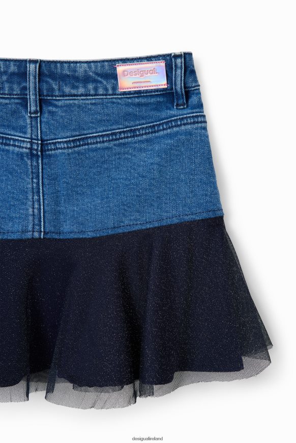 Desigual Girl Glossy ruffle denim mini skirt Clothing PFVZ0B1717