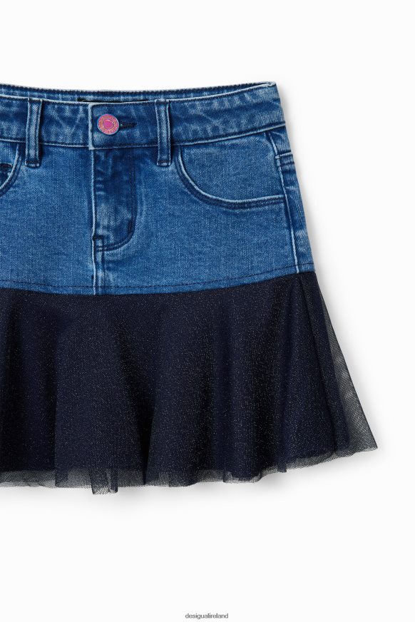 Desigual Girl Glossy ruffle denim mini skirt Clothing PFVZ0B1717