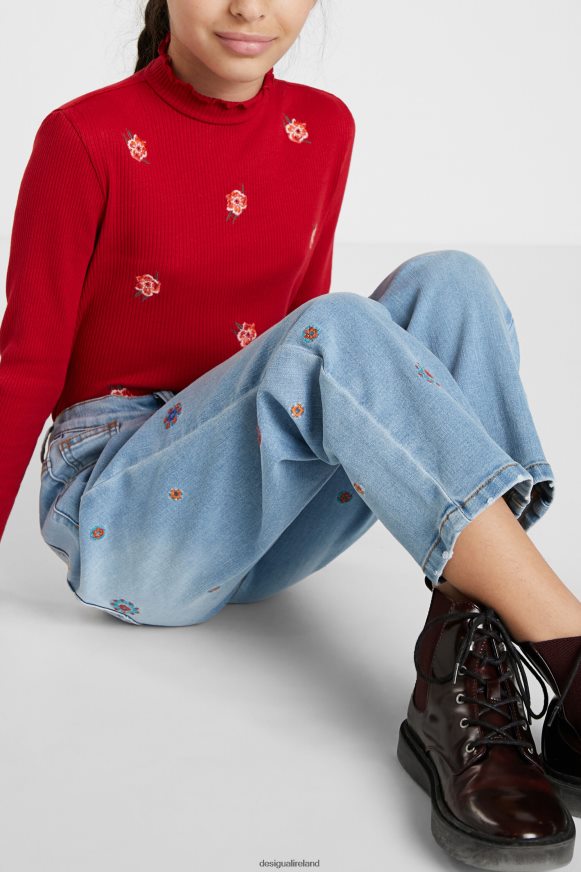 Desigual Girl Mum fit embroidered jeans Clothing PFVZ0B1892
