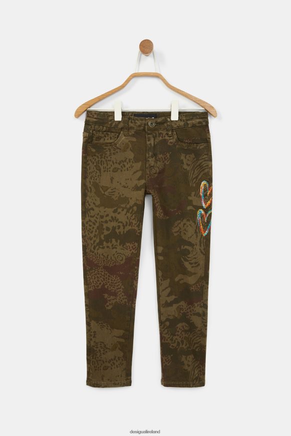Desigual Girl Straight embroidered print trousers Clothing PFVZ0B1887