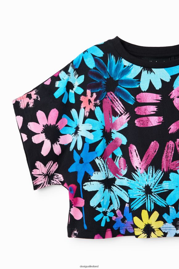 Desigual Girl Cropped floral T-shirt Clothing PFVZ0B1879