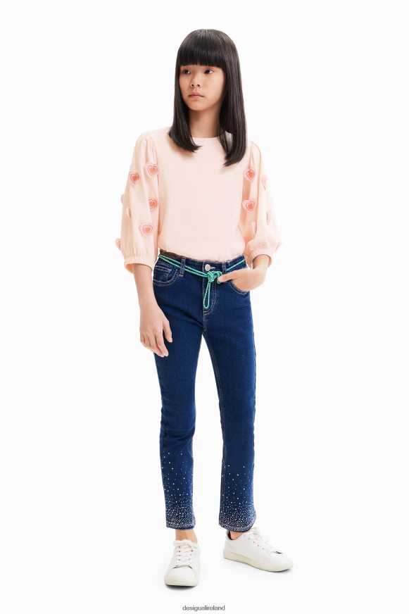 Desigual Girl Puff-sleeve heart T-shirt Clothing PFVZ0B1748