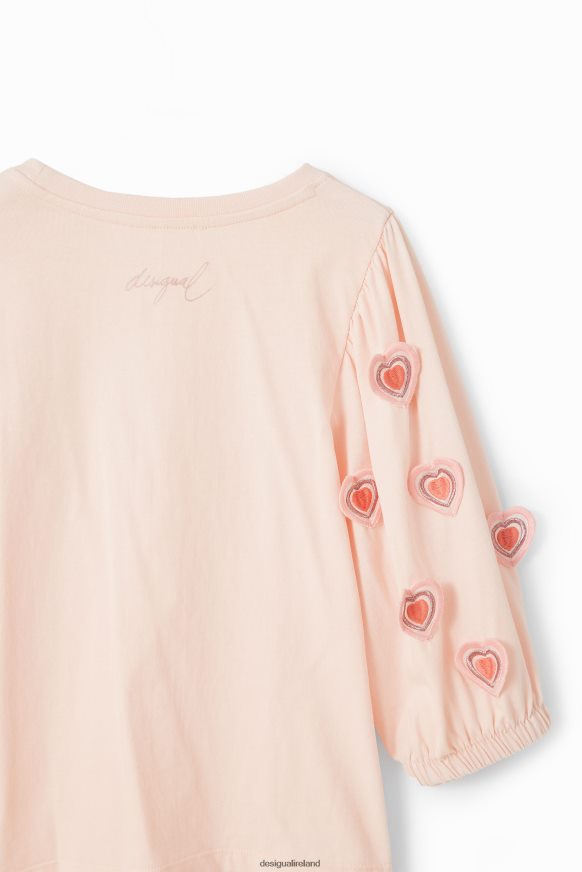 Desigual Girl Puff-sleeve heart T-shirt Clothing PFVZ0B1748