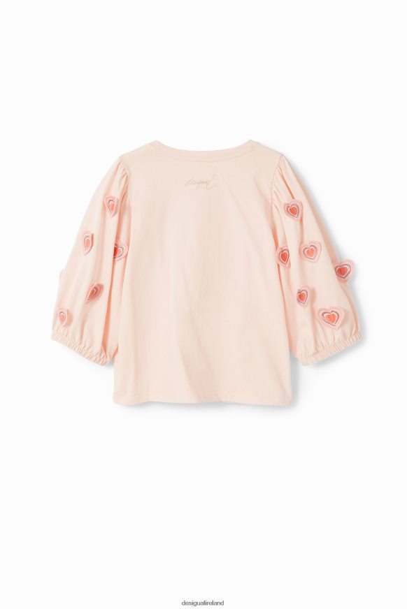 Desigual Girl Puff-sleeve heart T-shirt Clothing PFVZ0B1748
