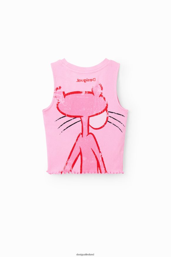 Desigual Girl Ribbed Pink Panther T-shirt Clothing PFVZ0B1807