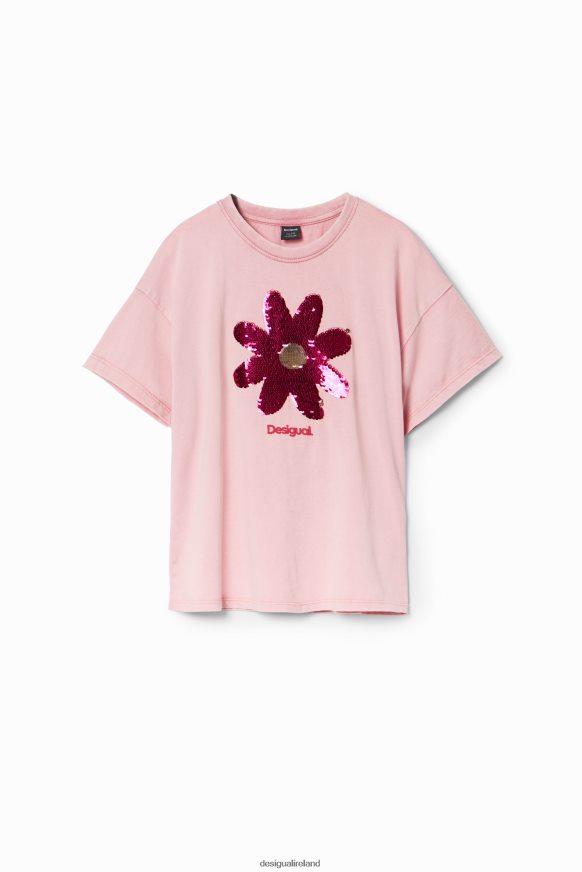 Desigual Girl Sequin flower T-shirt Clothing PFVZ0B1740