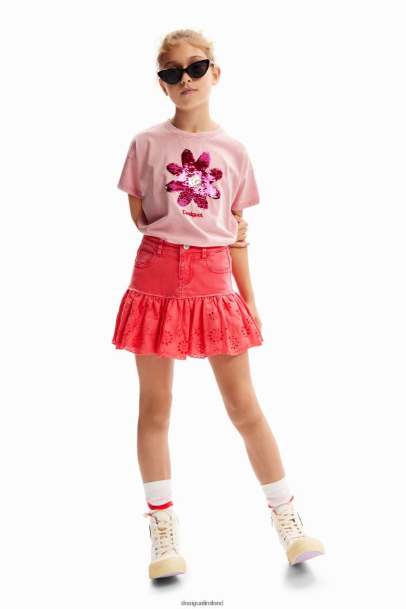 Desigual Girl Sequin flower T-shirt Clothing PFVZ0B1740