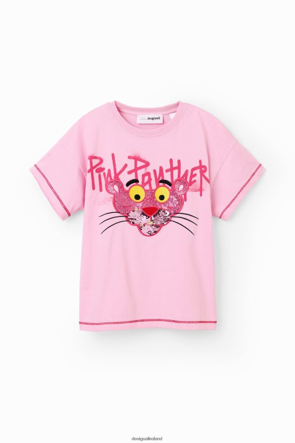 Desigual Girl Sequinned Pink Panther T-shirt Clothing PFVZ0B1798