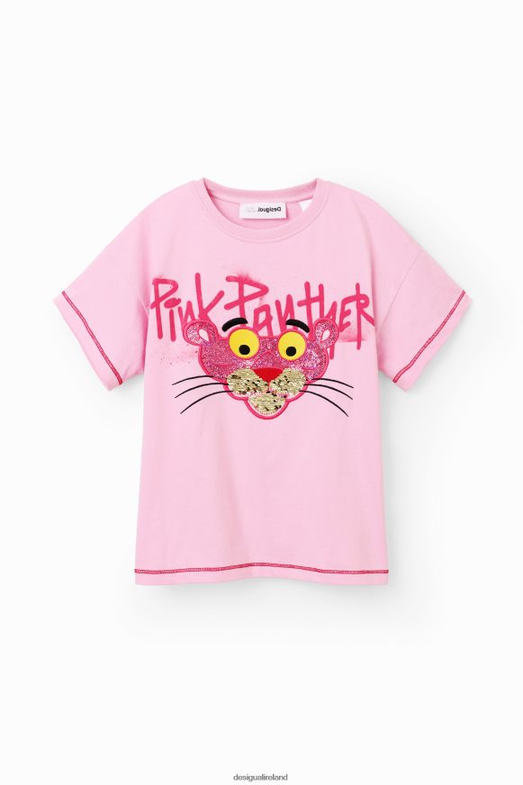 Desigual Girl Sequinned Pink Panther T-shirt Clothing PFVZ0B1798