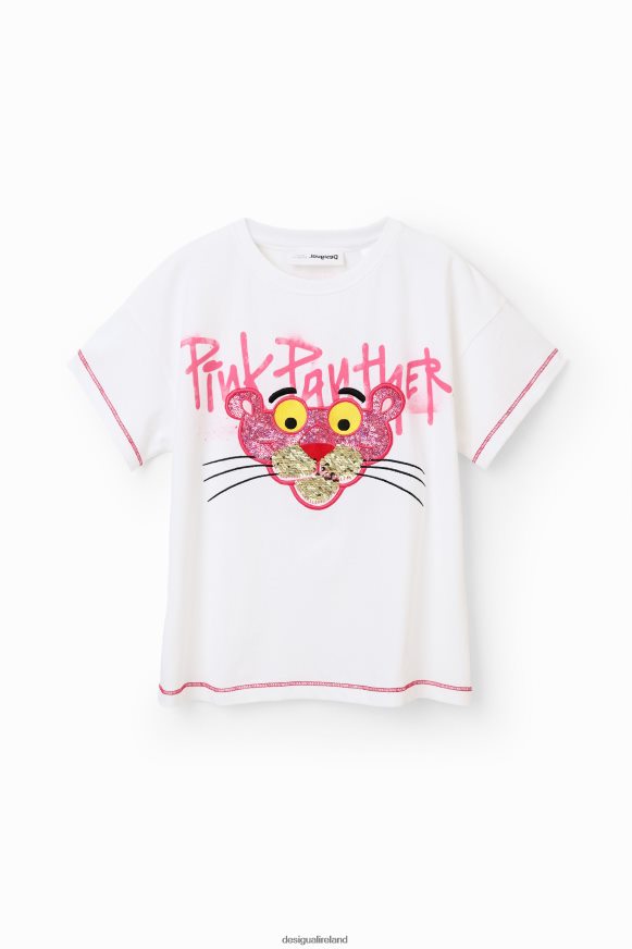 Desigual Girl Sequinned Pink Panther T-shirt Clothing PFVZ0B1859