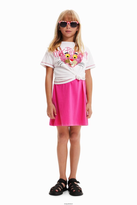 Desigual Girl Sequinned Pink Panther T-shirt Clothing PFVZ0B1859