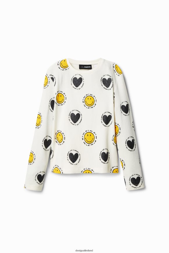 Desigual Girl Smiley and hearts T-shirt Clothing PFVZ0B1808