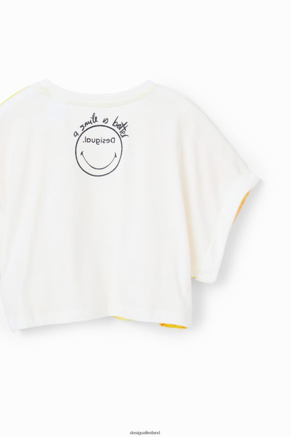 Desigual Girl Smiley lemon cropped T-shirt Clothing PFVZ0B1805