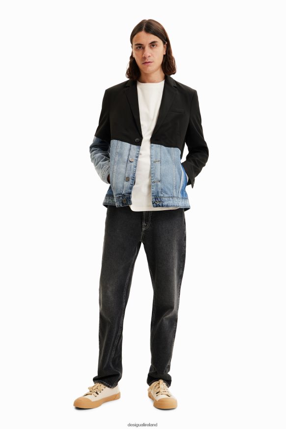 Desigual Men Bimaterial denim blazer Clothing PFVZ0B1696