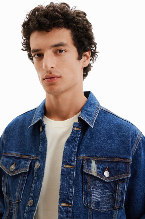 Desigual Men Patchwork denim trucker jacket Clothing PFVZ0B1603