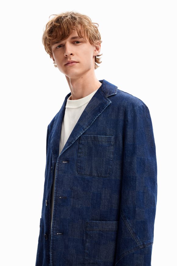 Desigual Men Plaid denim blazer Clothing PFVZ0B1602