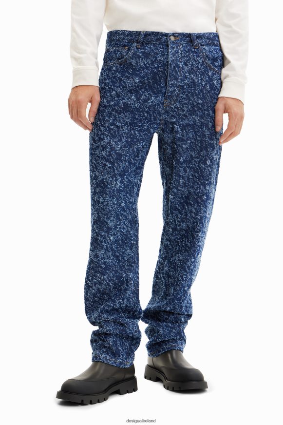 Desigual Men Straight textured jeans Clothing PFVZ0B1626