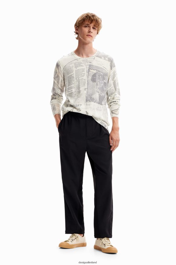 Desigual Men Fine newspaper pullover Clothing PFVZ0B1662
