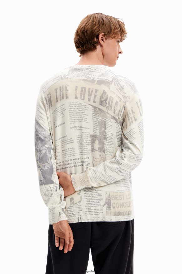 Desigual Men Fine newspaper pullover Clothing PFVZ0B1662