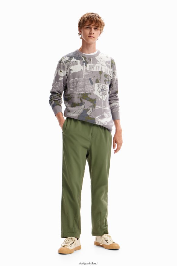 Desigual Men Jacquard newspaper pullover Clothing PFVZ0B1538