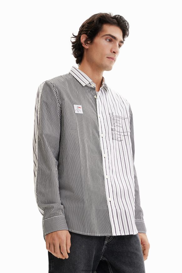 Desigual Men Half-and-half striped shirt Clothing PFVZ0B1651