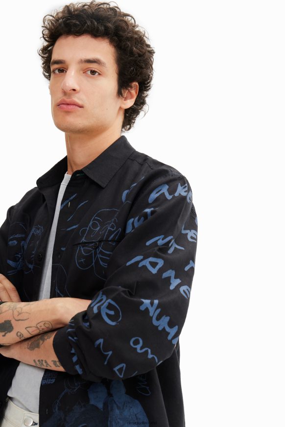 Desigual Men Linen illustration shirt Clothing PFVZ0B1579