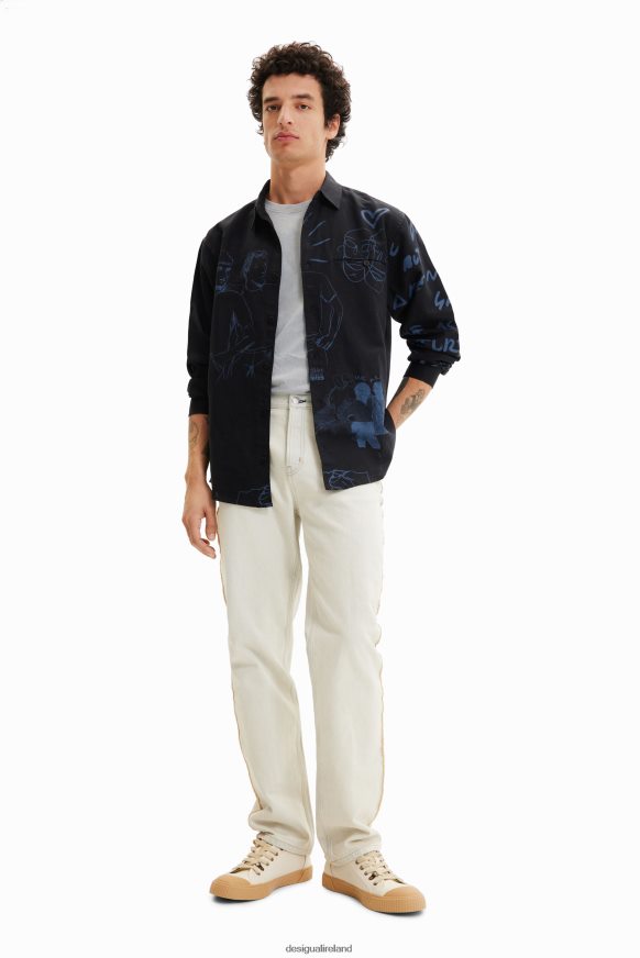 Desigual Men Linen illustration shirt Clothing PFVZ0B1579
