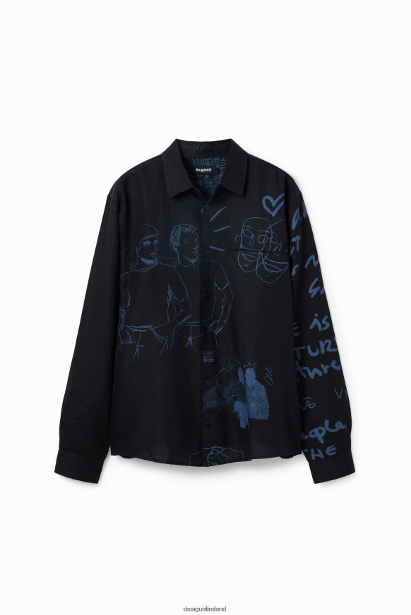 Desigual Men Linen illustration shirt Clothing PFVZ0B1579