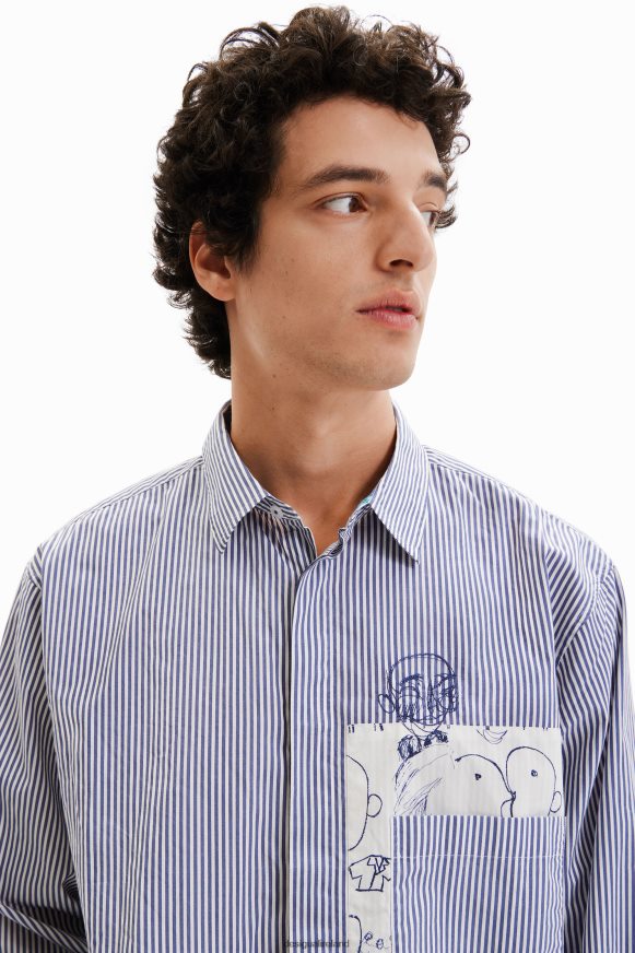Desigual Men Patchwork striped shirt Clothing PFVZ0B1578
