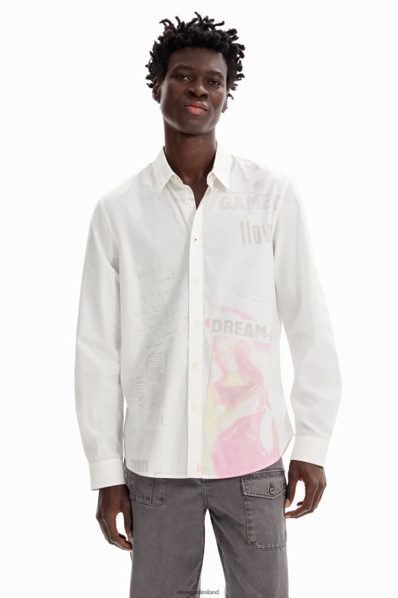 Desigual Men Poplin newspaper shirt Clothing PFVZ0B1659