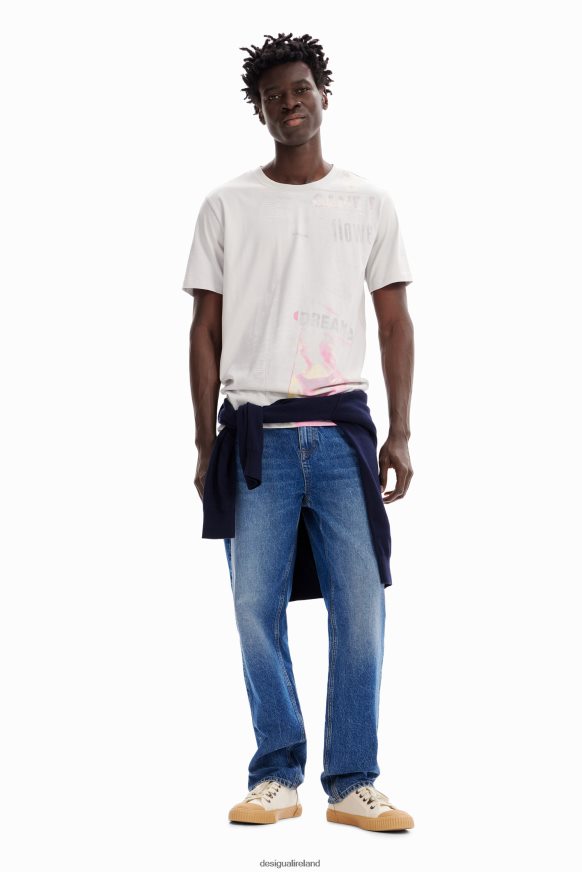 Desigual Men Cotton newspaper T-shirt Clothing PFVZ0B1630