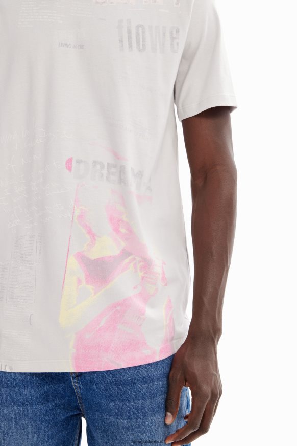Desigual Men Cotton newspaper T-shirt Clothing PFVZ0B1630