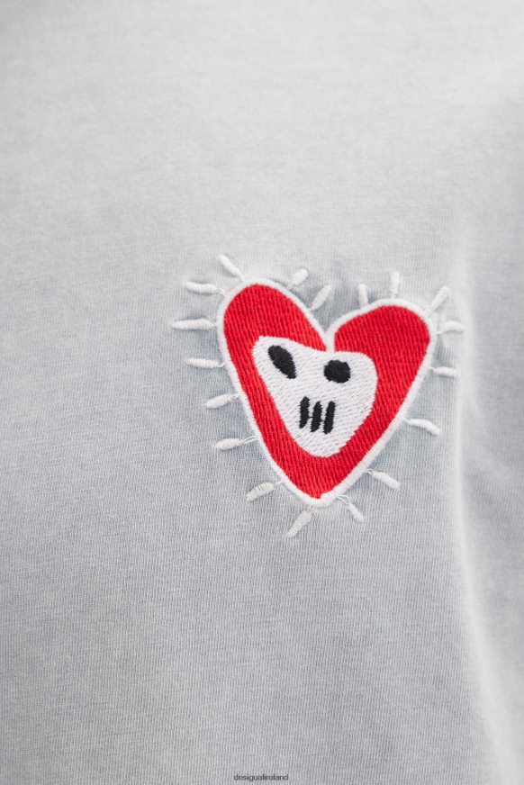 Desigual Men Embroidered heart T-shirt Clothing PFVZ0B1567