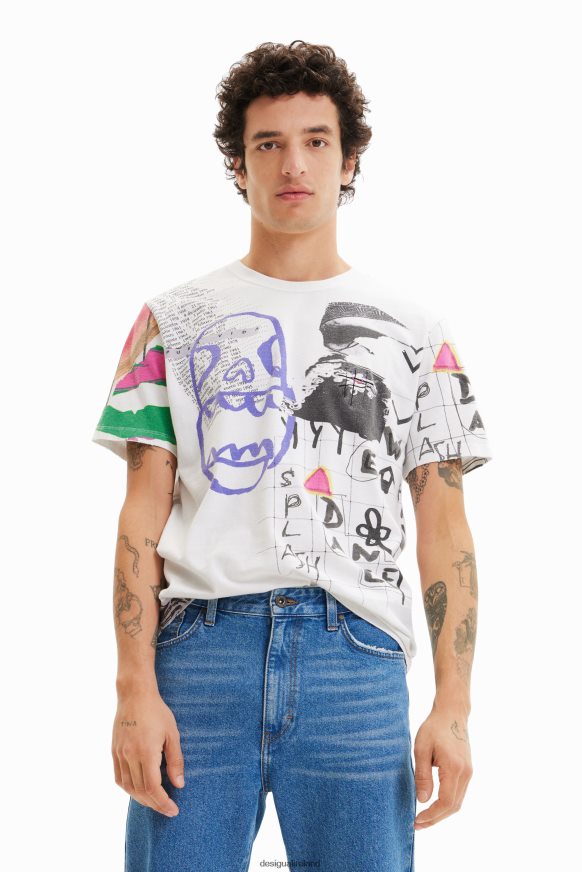 Desigual Men Illustration T-shirt Clothing PFVZ0B1576