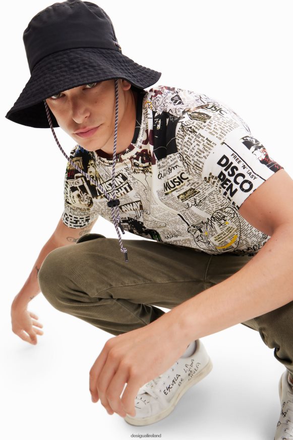 Desigual Men Newspaper T-shirt Clothing PFVZ0B1683