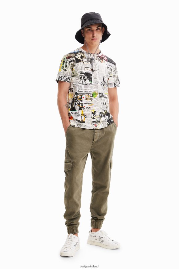 Desigual Men Newspaper T-shirt Clothing PFVZ0B1683