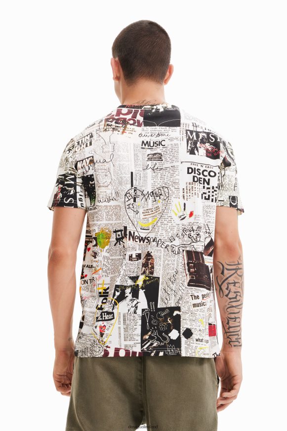 Desigual Men Newspaper T-shirt Clothing PFVZ0B1683