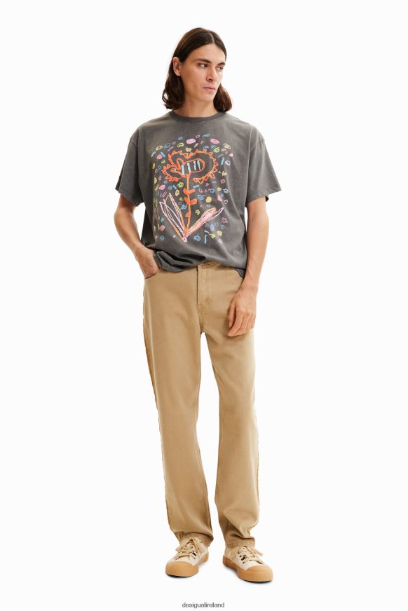 Desigual Men Oversize flower T-shirt Clothing PFVZ0B1656
